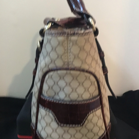 Vtg w/ COA Céline Brown Macadam Beige Dark Brown Leather - Picture 6 of 12